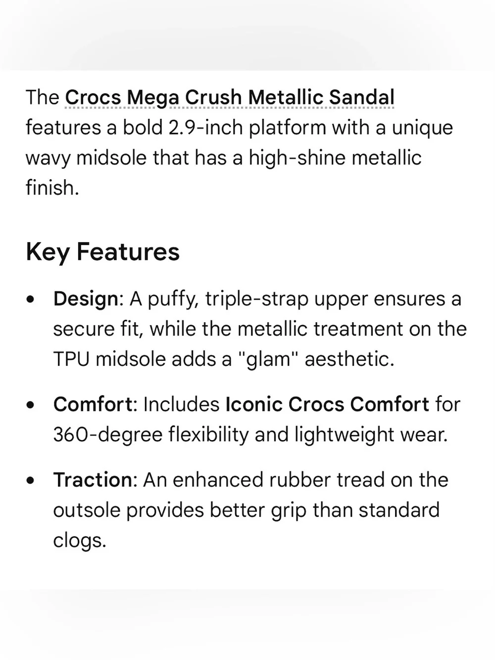 CROCS Mega Crush Metallic Sandal